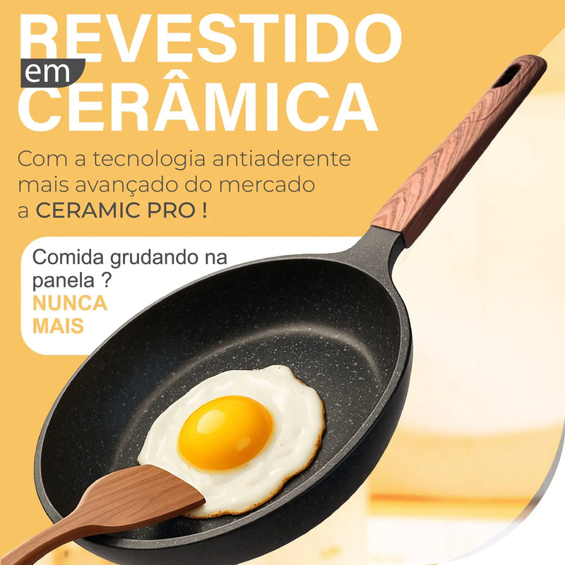 Panela Frigideira De Indução E Fogão A Gás Antiaderente De Cerâmica Reforçada Linha Premium - HYLLIS/HOME GOODS