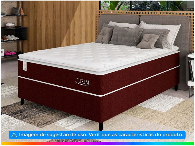 Cama Box Casal (Box + Colchão) Plumatex de Mola - Ensacada 53cm de Altura Turim