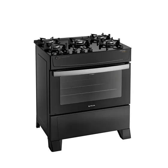 Fogão Atlas 5 Bocas Preto Atenas Glass Com Acendimento Automático Bivol