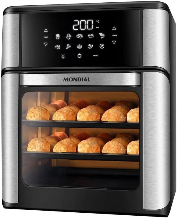 Fritadeira AirFryer Mondial Forno Oven 12L, Preto/Inox, 2000W, AFON-12L-BI