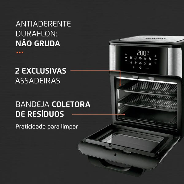 Fritadeira AirFryer Mondial Forno Oven 12L, Preto/Inox, 2000W, AFON-12L-BI