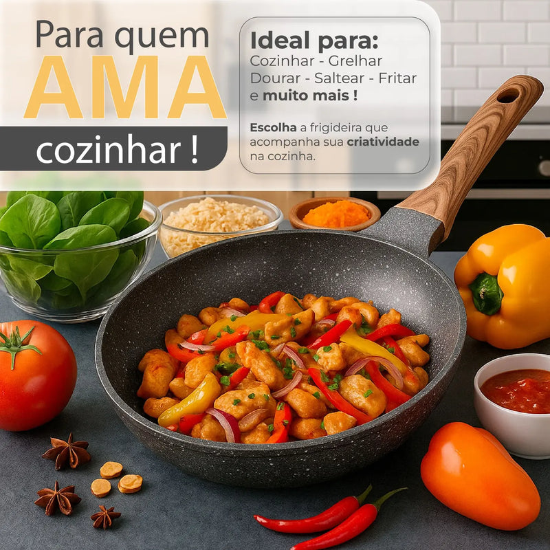 Panela Frigideira De Indução E Fogão A Gás Antiaderente De Cerâmica Reforçada Linha Premium - HYLLIS/HOME GOODS