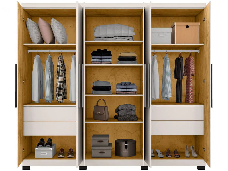 Guarda-roupa Casal com Espelho 6 Portas 4 Gavetas Araplac Braga