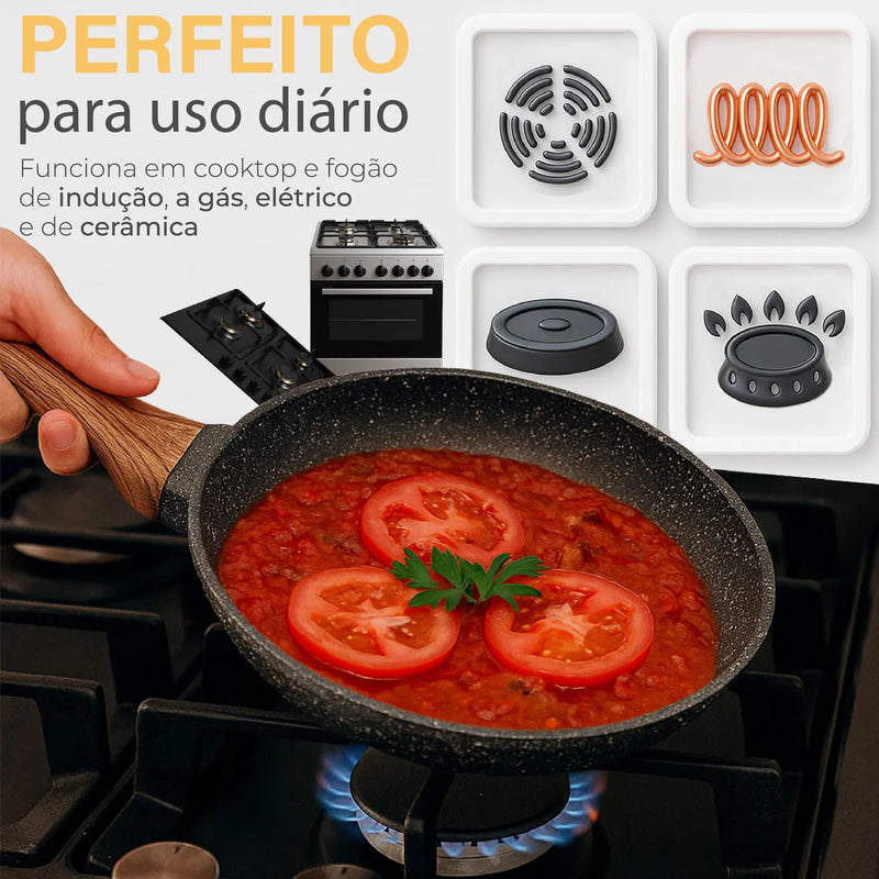 Panela Frigideira De Indução E Fogão A Gás Antiaderente De Cerâmica Reforçada Linha Premium - HYLLIS/HOME GOODS