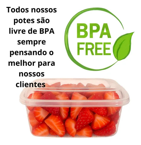 Kit 10 Potes 500ml Transparentes Freezer Microondas Marmita
