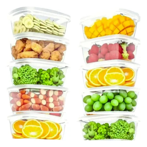Kit 10 Potes 500ml Transparentes Freezer Microondas Marmita