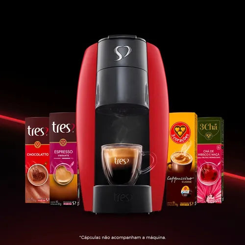 Cafeteira Espresso LOV Vermelha - TRES 3 Corações