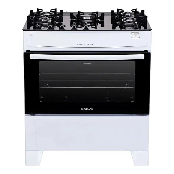 Fogão 5 Bocas Com Mesa de Vidro Atlas Mônaco Top Glass Branco - Bivolt