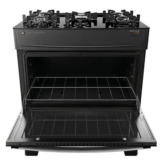 Fogão Atlas 5 Bocas Preto Atenas Glass Com Acendimento Automático Bivol